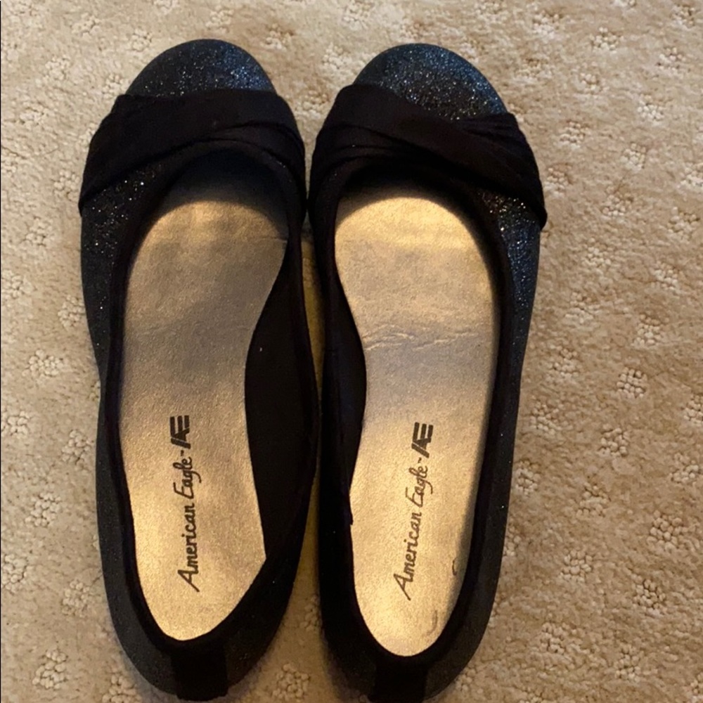Payless American Eagle Black Glitter Ballet Flats